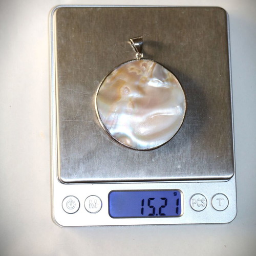 Rare mother of pearl shell pendant with 925 silver Nature Ocean SBTS038B new