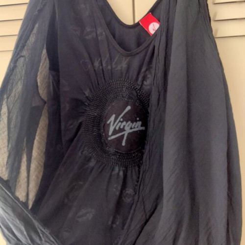 Vintage Virgin Black Sleeveless Top with Double Fabric, Size M, Like New