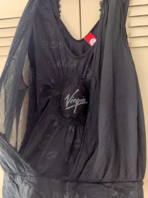 Vintage Virgin Black Sleeveless Top with Double Fabric, Size M, Like New