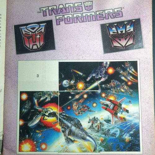 Transformers and Action Force Gi Joe sticker albums used, Panini