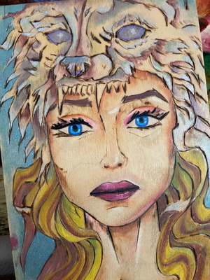 Ζωγραφιά πυρογραφία καινούργια 15x22εκ.