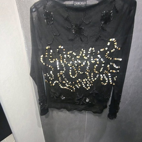 Y2K Sequin mesh top Zanoula like new, black and gold