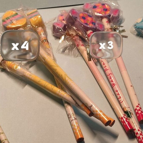 Pack of 10 pencils with removable eraser and decorative words