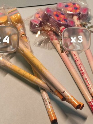 Pack of 10 pencils with removable eraser and decorative words