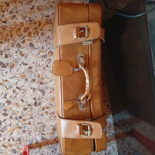 Vintage suitcase used, brown, 1960s