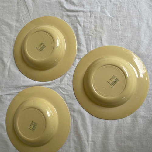 Set of 6 antique Wood's Ware plates used, ceramic, yellow