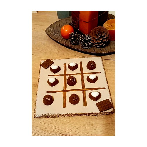 Handmade large ceramic tic tac toe 20×20cm with praline theme new