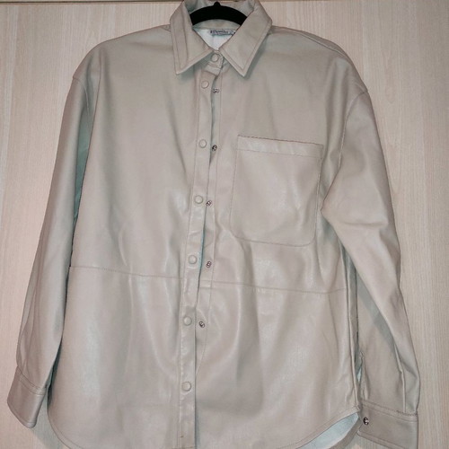 Leather shirt new beige, size S