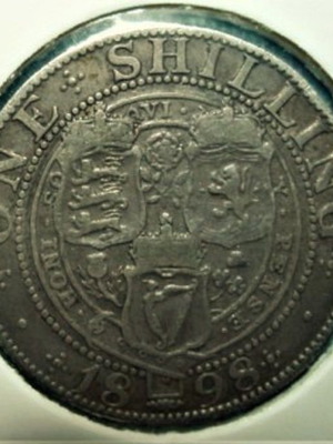 ONE SILVER SHILLING 1898 {1 Shilling } - Victoria 3rd portrait 'Old Head' G.BRITAIN .
