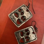 Handmade earrings with comedy and tragedy masks, new, gray and silver
