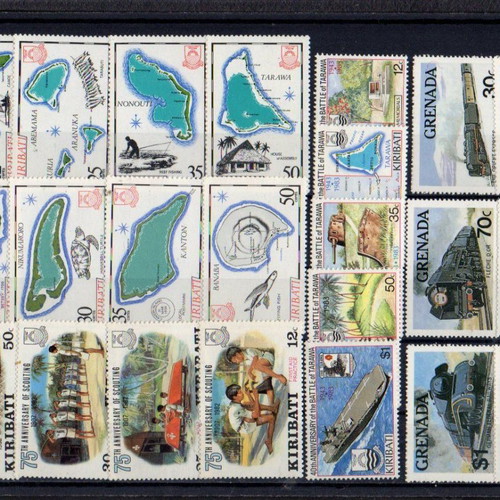 W176 Kiribati & Grenada five unsealed complete thematic stamp sets