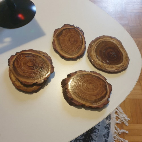 Handmade wooden coasters lacquered new