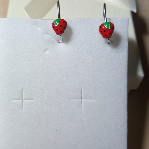 Silver 925° strawberry earrings with enamel new