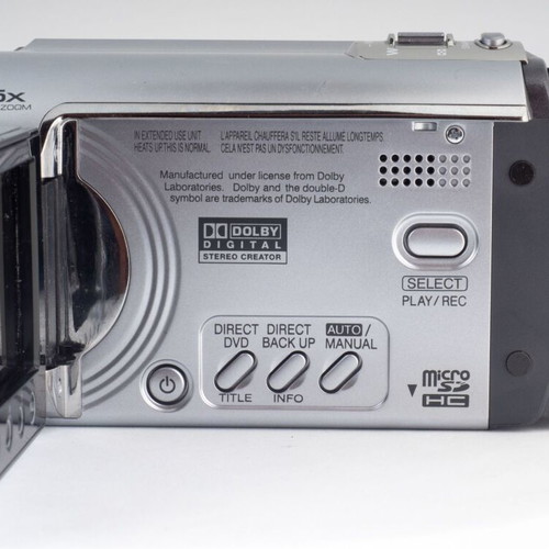 JVC Everio GZ-MG330HE camcorder used, vintage style silver