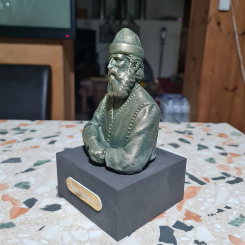 Handmade Saint Paisios figurine with wooden base
