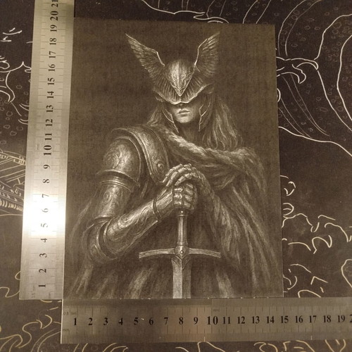 Elden Ring Malenia εκτύπωση fan art σε επάργυρη κορνίζα, 15x20 εκ.