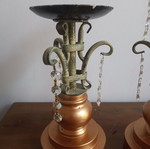 Antique metal candlesticks, set of 2, 36 and 24 cm height