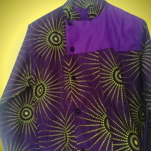 Jacket African Boho Style like new, purple and yellow sun pattern