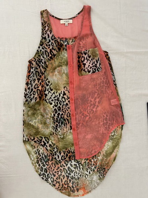 Sleeveless shirt with animal print and sheer fabric like new
