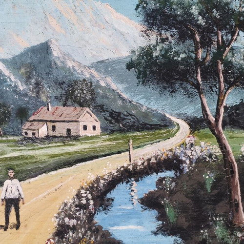 Painting used, bucolic theme, 0.75×0.60 m, oil paint