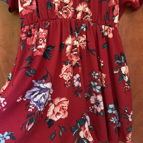 Bershka red floral jumpsuit, size M