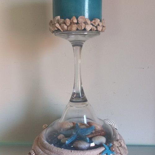 Decorative candleholder "Βυθός" new, summer design with shells