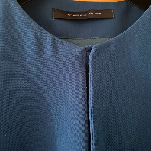 Tenax crepe dress like new, long sleeved with ruffles, petrol green