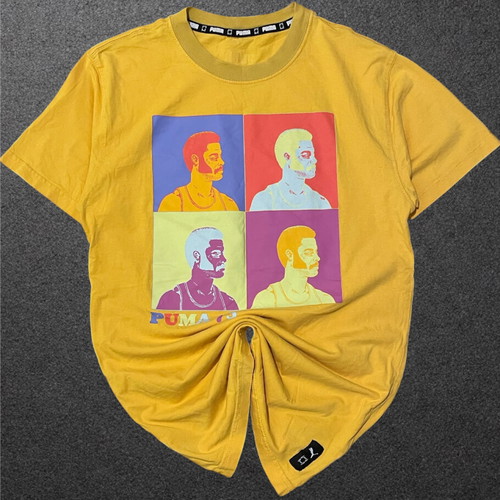 Puma Yellow Pop Art Graphic T-Shirt Size M like new