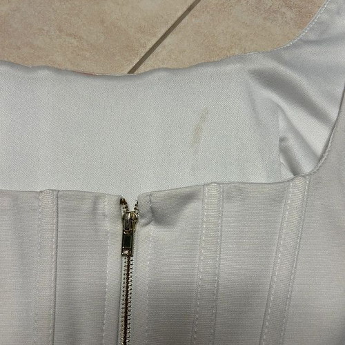 Corset crop top white XL used, bustier with boning and pleats