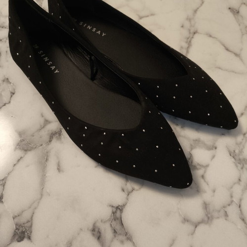 Ballerinas black with rhinestones size 39 new