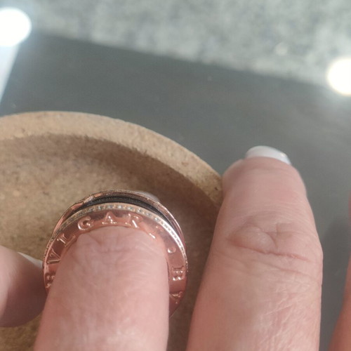 Ring made of steel with 750 gold plating, pink gold