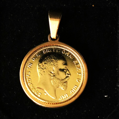 Gold-plated English Sovereign Pendant with King Edward and Saint George