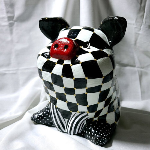 Hand-painted pig figurine made to order