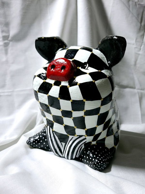 Hand-painted pig figurine made to order