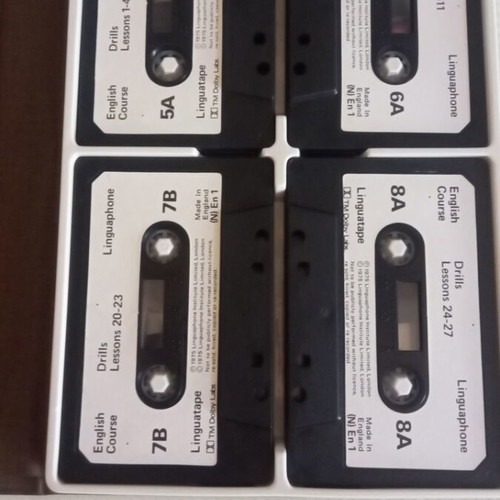 English language learning set with cassettes and books