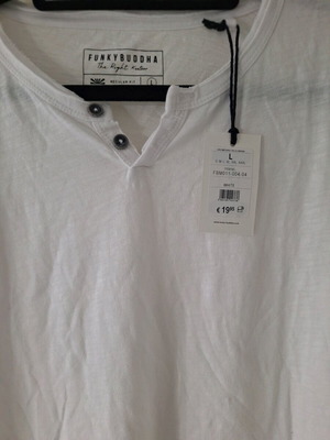 Funky Buddha ανδρικό t-shirt καινούργιο, άσπρο, μέγεθος Large