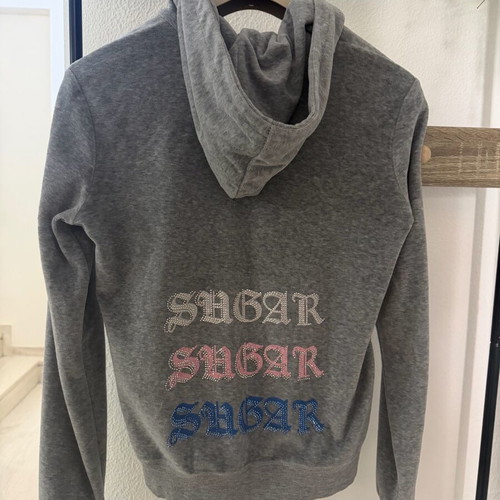 Sugarfree gray velvet hoodie cardigan used, size M