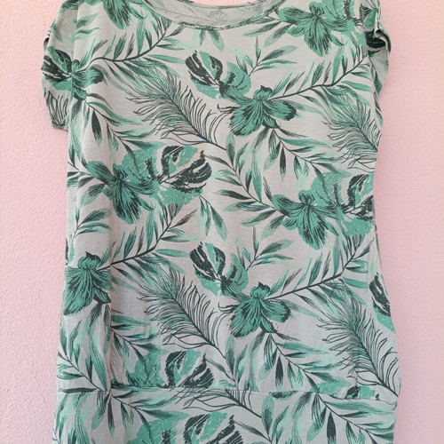 Lascana women's blouse with green tropical palm pattern like new, XL
