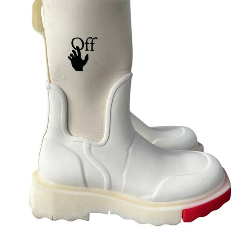 Off White logo rain boots used, size 39, white