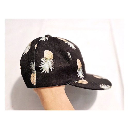 Burisil Jockey hat new, adjustable, black with pineapple design