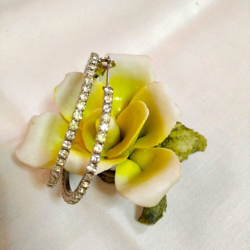 Vintage Glam earrings with rhinestones like new, silver