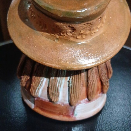 Vintage Handmade Ceramic Bell Fisherman Figurine, like new