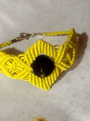 Karolina bracelet with artificial macrame, handmade, new, yellow and brown