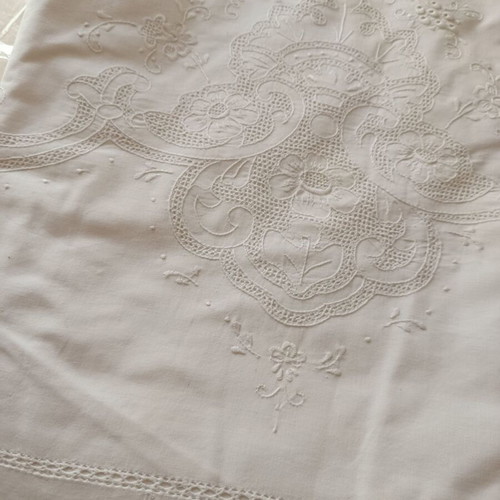 Handmade tablecloth with two cotton placemats new 2.25×2.70
