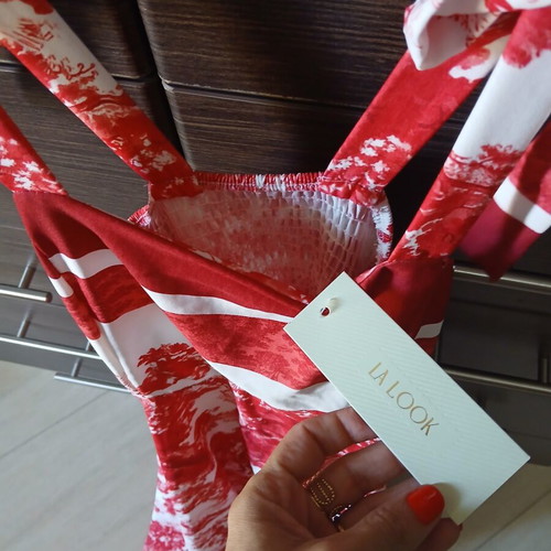 Dress, white and red, size S
