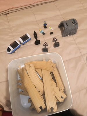 Hape Wooden Passenger Railway Wooden Safety Train Set E3729 like new