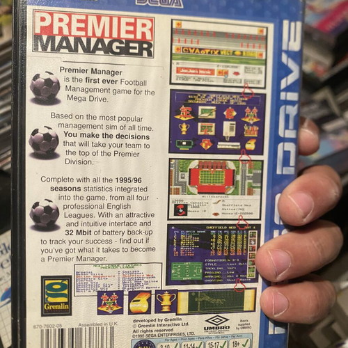 Premier Manager Sega Mega Drive game like new, CIB