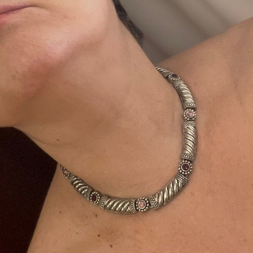 Handmade vintage silver-plated choker necklace 43 cm like new, silver