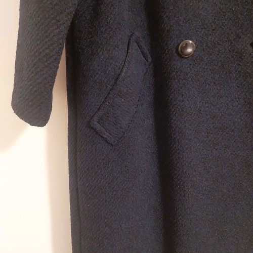 Vintage wool coat used, tailor made, size XL, blue