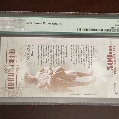 República Aborigen fantasy 500,000 Pira Pire Dollars certified unc PMG 65 EPQ